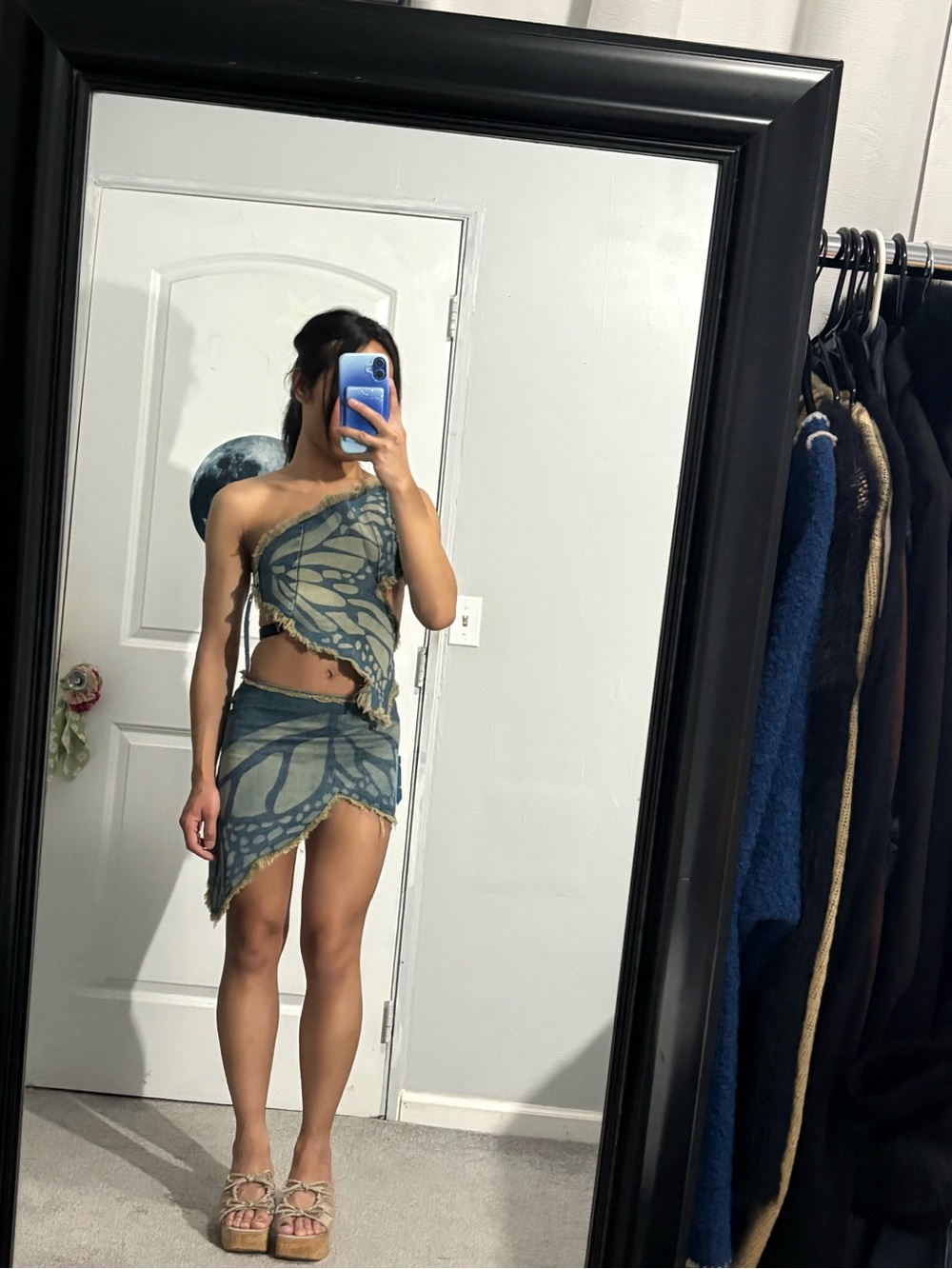 1xblue Denim Butterfly Print Two-Piece Set - Picture 2 of 11